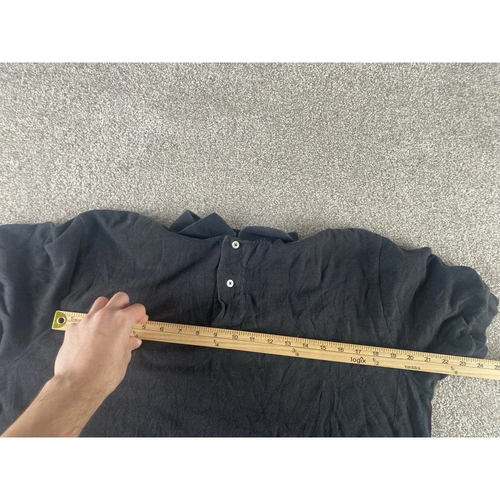 Polo Ralph Lauren Solid Black Polo Shirt Men L Red Pony Cotton Prep Relaxed Fit